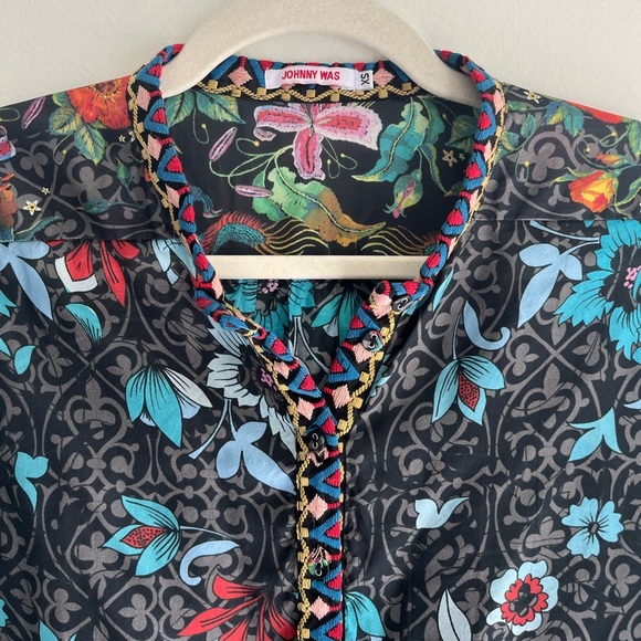 JOHNNY WAS Kennedy Mixed Print Silk Tunic Size XS - Picture 4 of 11